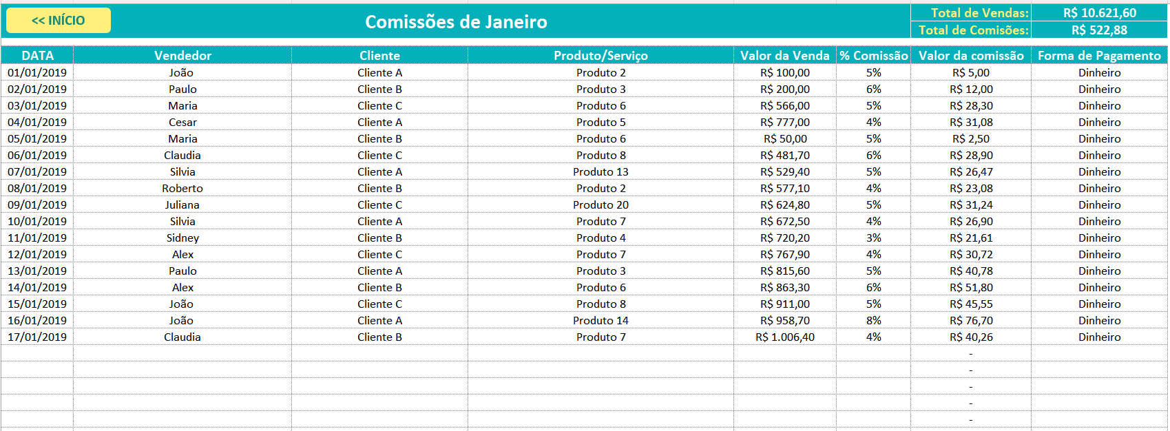 Planilha Controle Financeiro