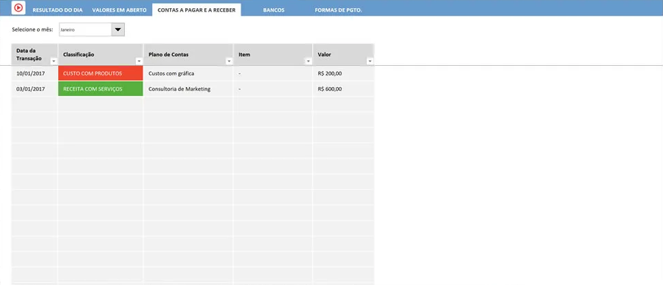 Planilha Controle Financeiro